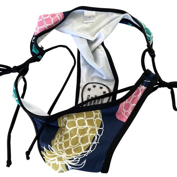 Pineapple Print 2pc String Bikini Swimsuit Size Large - Picture 6 of 10